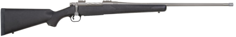 Mossberg 28261 Patriot  Full Size 7mm PRC 3+1 24" Stainless Cerakote Fluted Threaded Barrel, Drilled & Tapped Stainless Cerakote Receiver, Black Fixed Synthetic Stock