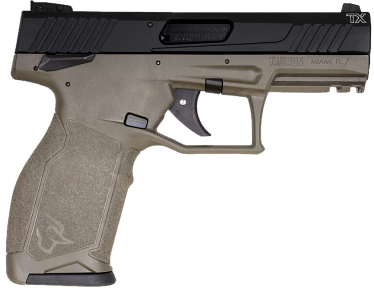 Taurus 1-2TX22141O 2TX  Full Size Frame 22 LR 22+1 4.60" Matte Black Threaded Barrel, Black Anodized Serrated Slide, OD Green Polymer Frame w/Picatinny Rail, Textured Grip