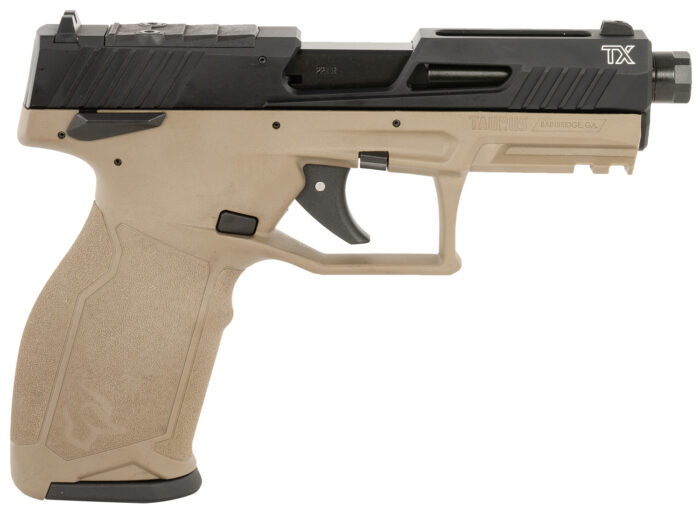 Taurus 1-2TX22P141F-10 TX22 T.O.R.O. 22 LR 10+1 4.60" Matte Black Threaded Barrel, Black Hard Coat Anodized Optic Ready/Serrated Slide, Flat Dark Earth Polymer Frame w/Picatinny Rail, Textured Grip