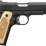 Browning 051067490 1911-22 Black Label Medallion Full Size Frame 22 LR 10+1 4.25" Stainless Steel Barrel, Matte Black Serrated Slide, Matte Black Aluminum Frame w/Beavertail, Maple Medallion Grip 2 176688