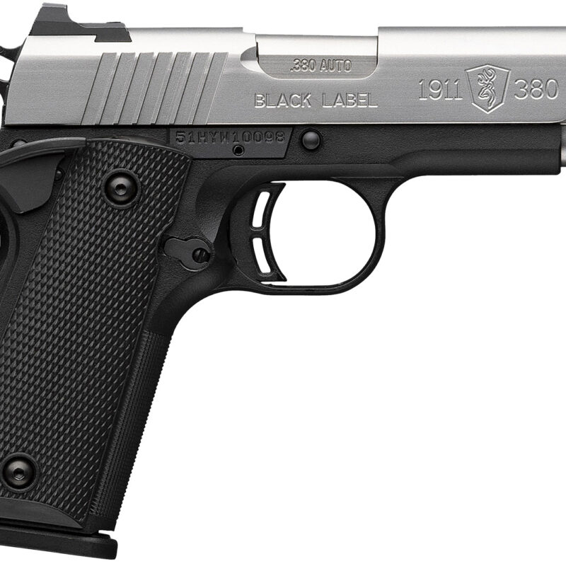 Browning 051119492 1911-380  Compact 380 ACP 8+1 3.63" Stainless Steel Barrel, Satin Stainless Steel Serrated Slide, Matte Black Aluminum Frame, Black Polymer Grip