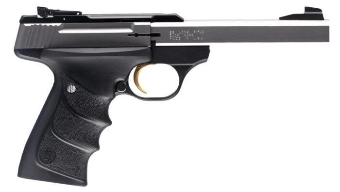Browning 051409490 Buck Mark Standard *CA Compliant 22 LR 10+1 5.50" Slab Side Barrel, Stainless Serrated SS Slide, Matte Black Aluminum Frame, Finger Grooved Black Ultragrip RX Grip