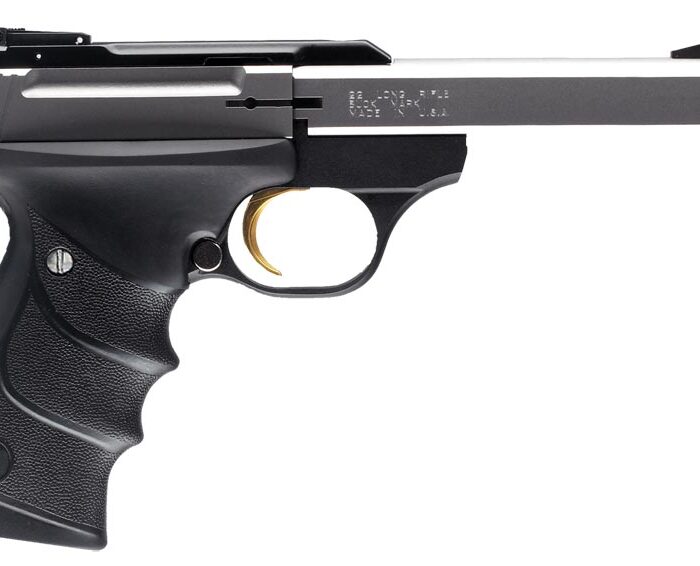 Browning 051409490 Buck Mark Standard *CA Compliant 22 LR 10+1 5.50" Slab Side Barrel, Stainless Serrated SS Slide, Matte Black Aluminum Frame, Finger Grooved Black Ultragrip RX Grip