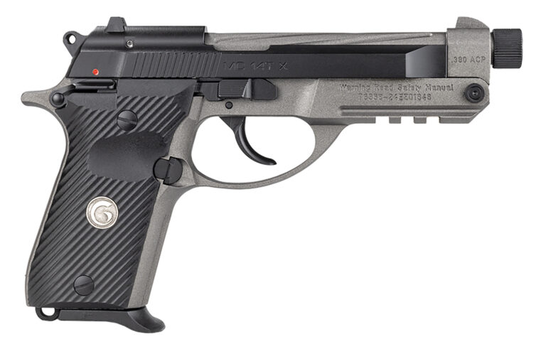 Girsan 390890 MC 14TX  380 ACP 13+1 4.90" Tungsten Cerakote Spiral Fluted Threaded Tip-Up Barrel, Matte Black Serrated Steel Slide, Tungsten Cerakote Aluminum Frame w/Picatinny Rail, Black G10 Grip