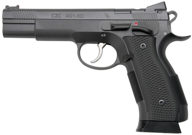 Cz Custom Shop 96333 A01-SD  9mm Luger 19+1 5" Match Grade Bull Barrel, Black Optic Cut/Serrated Steel Slide, Black Polycoat Steel Frame w/Beavertail, Black G10 Grip, Short Dustcover