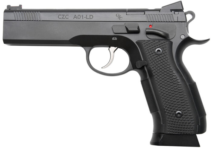 Cz Custom Shop 96336 A01-LD  9mm Luger 19+1 5" Match Grade Bull Barrel, Black Optic Cut/Serrated Steel Slide, Black Polycoat Steel Frame w/Beavertail, Black G10 Grip, Long Dustcover