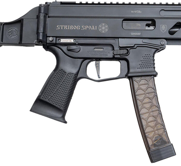 Grand Power 850003223056 SP9A1 Stribog 9mm Luger 30+1 8" Black Threaded Barrel M-LOK Handguard Black Aluminum Picatinny Rail Receiver SB Tactical Brace, Black Polymer Grip, Thread Protector