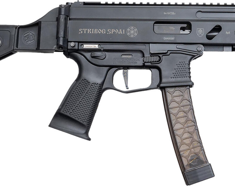 Grand Power 850003223056 SP9A1 Stribog 9mm Luger 30+1 8" Black Threaded Barrel M-LOK Handguard Black Aluminum Picatinny Rail Receiver SB Tactical Brace, Black Polymer Grip, Thread Protector