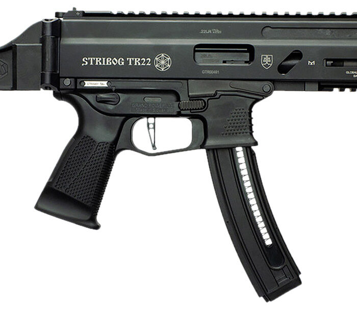 Grand Power 197892004817 TR22 Stribog 22 LR 25+1 8" Black Threaded Barrel, Black Picatinny Rail Receiver, Black Aluminum Frame w/Lower Picatinny Rail, SB Tactical Brace, Black Polymer Grips