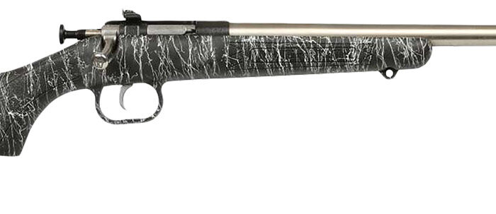 Crickett KSA2444 Gen2  Youth 22 LR 1rd 16.13" Stainless Single Shot Barrel, Stainless Steel Receiver, Black w/White Webbing Fixed Synthetic Stock