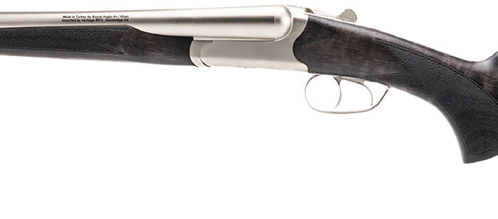 Heritage Mfg BL1218NI Badlander  12 Gauge Break Open 2rd 18.50" Nickel Side By Side Barrel & Receiver, Fixed Turkish Walnut Wood Stock