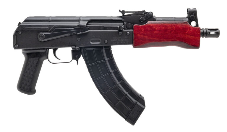Century Arms HG2137PRN Draco Mini 7.62x39mm 30+1 7.75" Black Threaded Barrel, Black Steel Stamped Metal Receiver, Black Polymer Grip, Red Wood Handguard, Right Hand