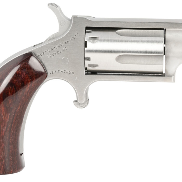 North American Arms 22MSGBG Mini-Revolver  22 WMR 5 rd 1.13" Barrel, Stainless Steel Barrel/Cylinder/Frame, Exclusive Wood Boot Grip