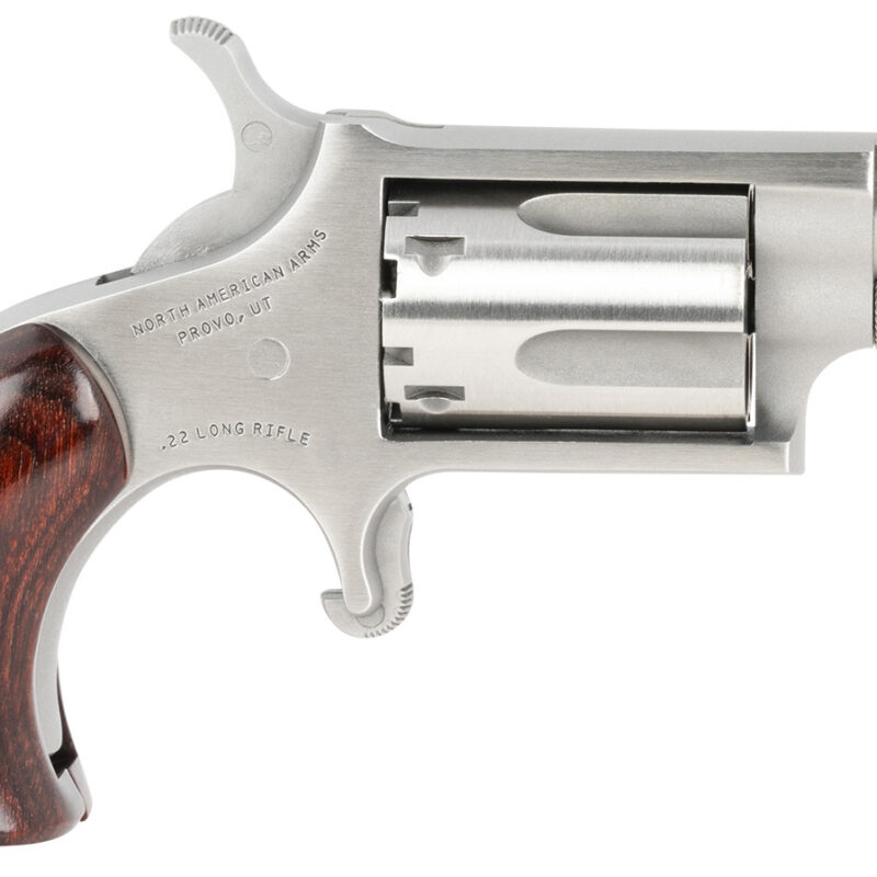 North American Arms 22LRGBG Mini-Revolver  22 LR 5 rd 1.13" Barrel, Stainless Steel Barrel/Cylinder/Frame, Exclusive Wood Boot Grip