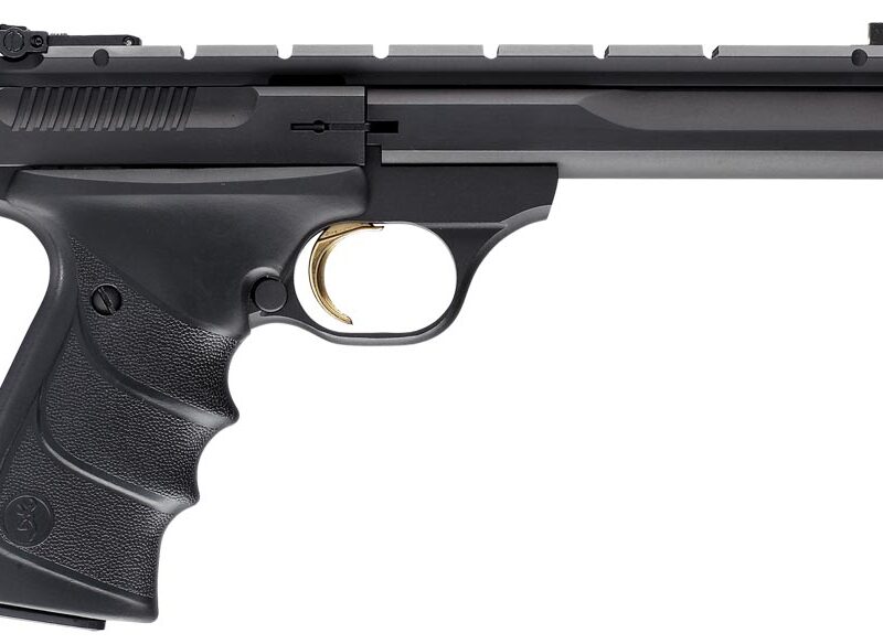 Browning 051421490 Buck Mark Contour *CA Compliant 22 LR 10+1 5.50" Black Contoured Barrel, Matte Blued Aluminum Frame & Receiver w/Rail, Black Overmolded Grip, Right Hand