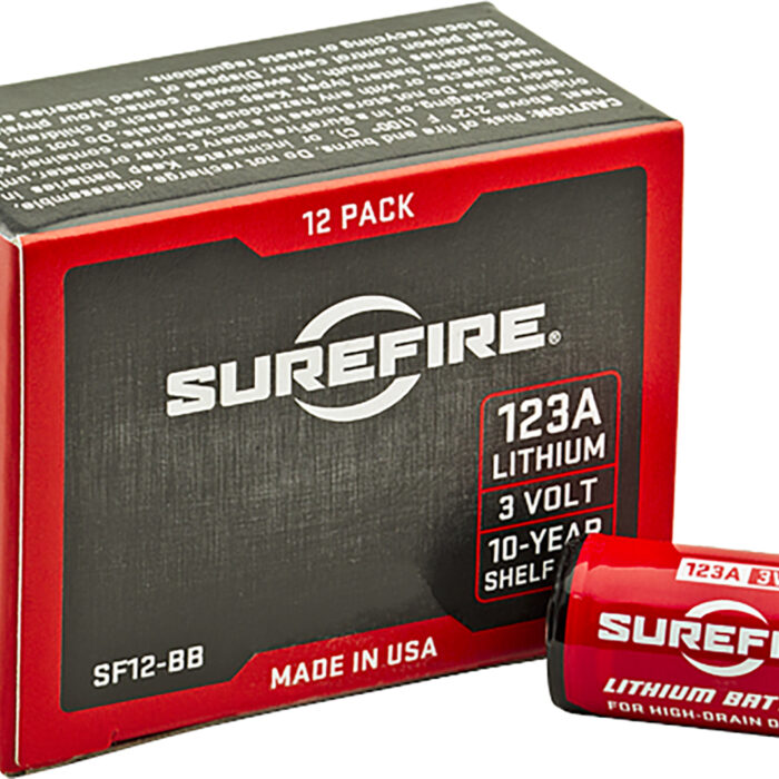 SureFire SF12BB 123A Batteries  Red/Black 3.0 Volts 1,550 mAh (12) Single Package Boxed