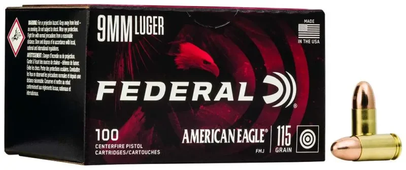 FEDERAL 9MM LUGER 115GR FMJ 100 RD 100 RD/BX 5 BX/CS