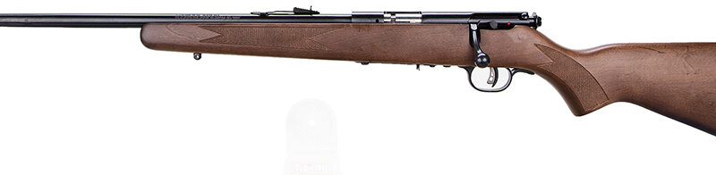 Savage Arms 95700 93 G Full Size 22 WMR 5+1 21" Matte Black Sporter Barrel, Matte Black Drilled & Tapped Carbon Steel Receiver, Satin Hardwood Fixed Stock, Left Hand