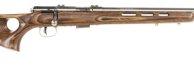 Savage Arms 96200 93R17 BTVSS Full Size 17 HMR 5+1 21" Satin Heavy Button Rifled Barrel, Satin Drilled & Tapped Stainless Steel Receiver, Natural Brown Thumbhole Laminate Stock, Right Hand