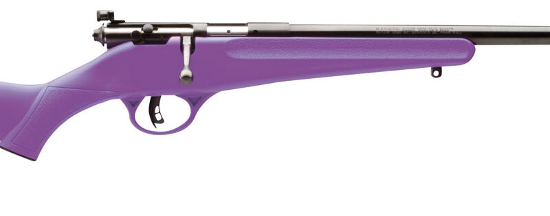 Savage Arms 13783 Rascal  Youth 22 LR 1rd 16.13" Matte Black Sporter Barrel, Matte Black Carbon Steel Receiver, Purple Fixed Synthetic Stock, Right Hand