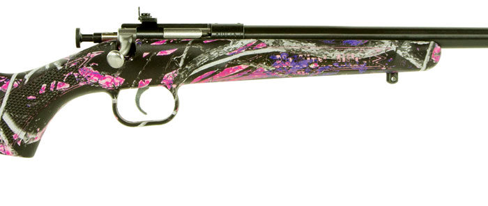 Crickett KSA2160 Youth  22 LR 1rd 16.12" Barrel & Receiver, Fixed Front/Adjustable Rear Peep Sight, Hydro Dipped Muddy Girl Synthetic Stock w/11.5" LOP, Rebounding Firing Pin Safety