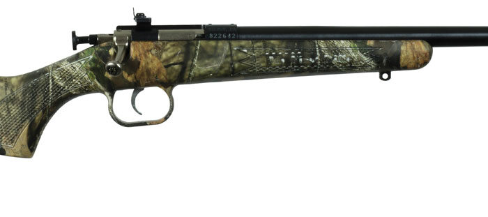 Crickett KSA2163 Youth  22 LR 1rd 16.12" Blued Barrel & Receiver, Fixed Front/Adjustable Rear Peep Sight, Hydro Dipped Mossy Oak Break-Up Synthetic Stock w/11.5" LOP, Rebounding Firing Pin Safety