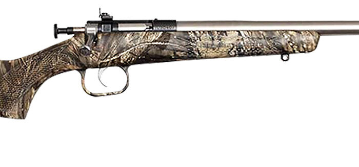 Crickett KSA2166 Youth  22 LR 1rd 16.12" Stainless Steel Barrel, Fixed Front/Adjustable Rear Peep Sights, Mossy Oak Break-Up Synthetic Stock w/11.5" LOP, Rebounding Firing Pin Safety