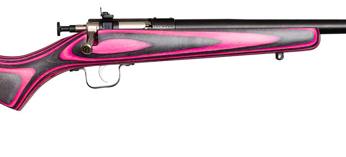 Crickett KSA2225 Youth  22 LR 1rd 16.12" Blued Barrel & Receiver, Fixed Front/Adjustable Rear Peep Sights, Pink/Black Laminate Stock w/11.5" LOP, Rebounding Firing Pin Safety