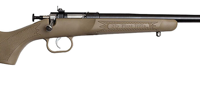 Crickett KSA2235 Youth  22 LR 1rd 16.12" Blued Barrel & Receiver, Fixed Front/Adjustable Rear Peep Sights, Desert Tan Synthetic Stock w/11.5" LOP, Rebounding Firing Pin Safety