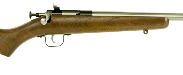 Crickett KSA3238 Youth  22 LR 1rd 16.12" Stainless Steel Barrel, Fixed Front/Adjustable Rear Peep Sights, Walnut Stock w/11.5" LOP, Rebounding Firing Pin Safety