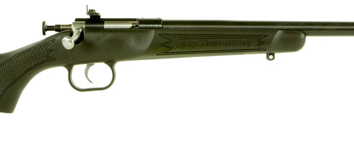 Crickett KSA2240 Youth  22 LR 1rd 16.12" Blued Barrel & Receiver, Fixed Front/Adjustable Rear Peep Sights, Black Synthetic Stock w/11.5" LOP, Rebounding Firing Pin Safety