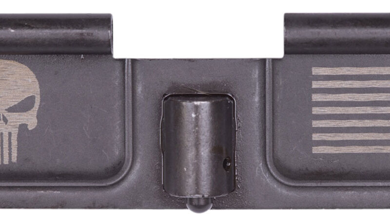 Spikes SED7005 Ejection Port Door Punisher and Flag AR-15 Black Phosphate Steel