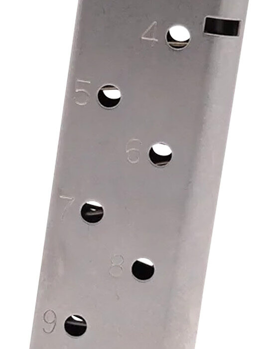 CMC Products 15150 Power Mag  10rd 45 ACP Fits 1911 Government Stainless Steel w/ Black Base Pad