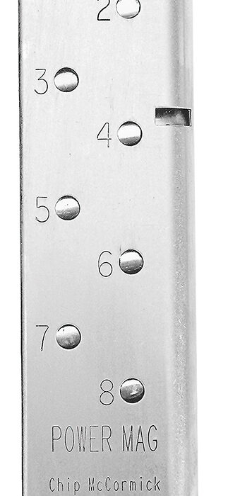 CMC Products 14131 Power Mag  8rd 45 ACP Fits 1911 Government Stainless Steel w/ Black Base Pad