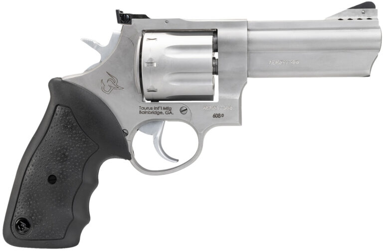 Taurus 2608049 608  38 Special +P or 357 Mag 8 Shot 4" Ported Barrel, Overall Matte Finish Stainless Steel, Finger Grooved Black Rubber Grip & Adjustable Rear Sight