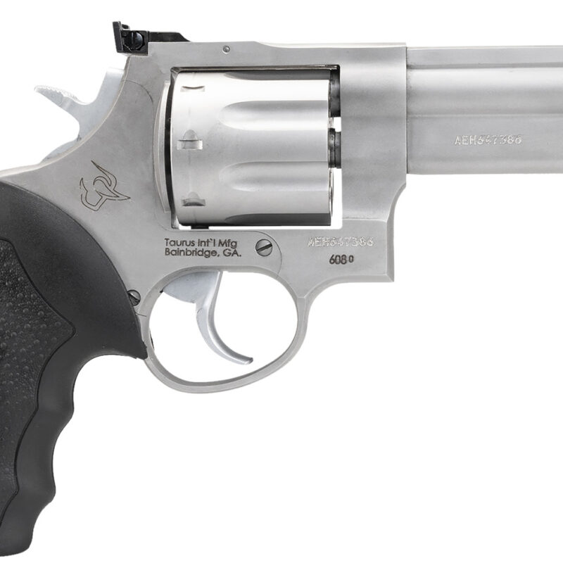Taurus 2608049 608  38 Special +P or 357 Mag 8 Shot 4" Ported Barrel, Overall Matte Finish Stainless Steel, Finger Grooved Black Rubber Grip & Adjustable Rear Sight