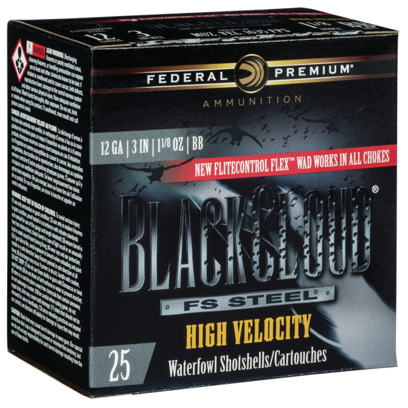 Federal PWBXH143BB Black Cloud FS High Velocity 12Gauge 3" 1 1/8oz BBShot 25 Per Box/10 Case