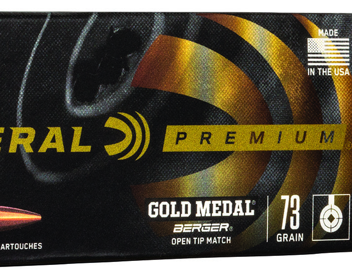 Federal GM223BH73 Premium Gold Medal 223Rem 73gr Berger Open Tip Match 20 Per Box/10 Case