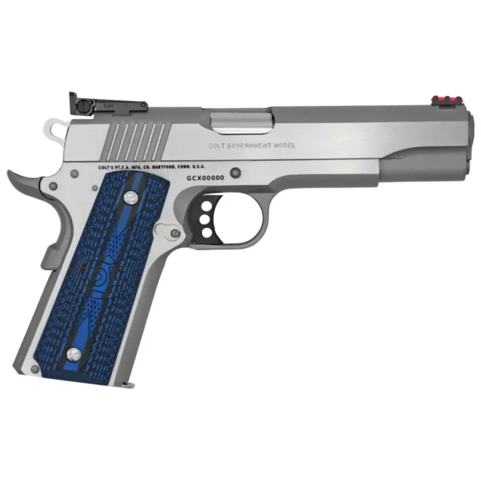 COLT 1911 GOLD CUP LITE SERIES 70 38 SUPER STS BLUE GRIPS 5" 9+1