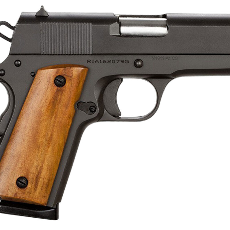 Rock Island 51416 GI Standard CS *CA Compliant 45 ACP 7+1 3.50" Stainless Bull Barrel, Black Parkerized Serrated Steel Slide, Black Parkerized Steel Frame w/Beavertail, Wood Grip, Right Hand