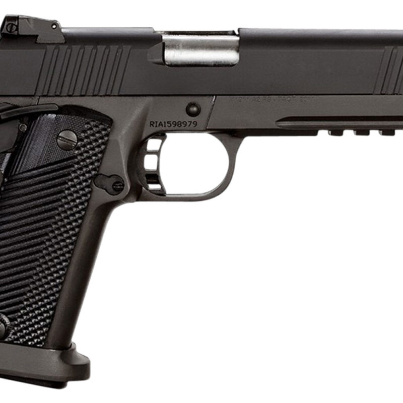 Rock Island 51567 Tac Ultra FSHC 45 ACP Caliber with 5" Barrel, 14+1 Capacity, Overall Black Parkerized Finish Steel, Picatinny Rail/Beavertail Frame, Serrated Slide & Black/Gray G10 Grip