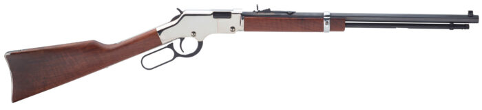 Henry H004SM Golden Boy Silver 22 WMR Caliber with 12+1 Capacity, 20" Blued Barrel, Nickel-Plated Metal Finish & American Walnut Stock Right Hand (Full Size)