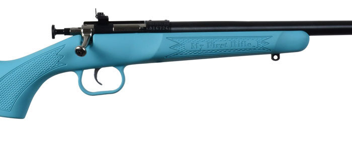 Crickett KSA2302 Youth  22 LR 1rd 16.12" Blued Barrel & Receiver, Fixed Front/Adjustable Rear Peep Sights, Blue Synthetic Stock w/11.5" LOP, Rebounding Firing Pin Safety