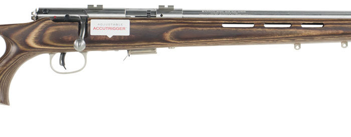 Savage Arms 94725 93 BTVS Full Size 22 WMR 5+1 21" Satin Stainless Heavy Barrel, Satin Drilled & Tapped Stainless Steel Receiver, Natural Brown Thumbhole Laminate Stock, Right Hand