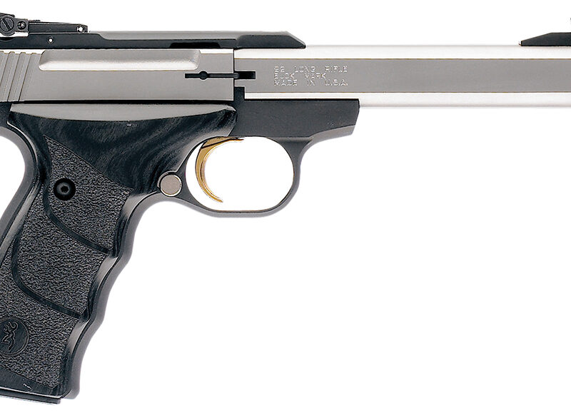Browning 051427490 Buck Mark Plus *CA Compliant 22 LR 10+1 5.50" Slab Side Barrel, Serrated SS Slide, Matte Black Aluminum Frame, Black Laminate Wood Grips