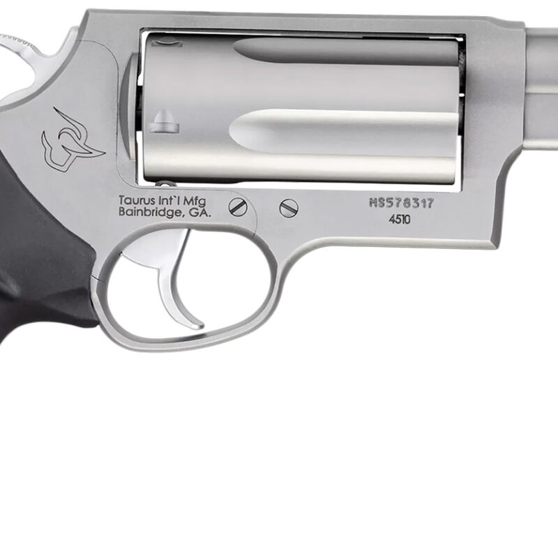 Taurus 2-441039MAG Judge Magnum Compact 45 Colt (LC)/410 Mag 5rd, 3" Matte Stainless Steel Barrel, Cylinder & Frame, Black Finger Groove Grip, Exposed Hammer