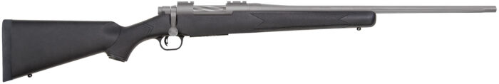 Mossberg 28006 Patriot  7mm-08 Rem 5+1 22" Stainless Cerakote Fluted Barrel, Stainless Cerakote Receiver Drilled & Tapped, Black Fixed Synthetic Stock, Right Hand