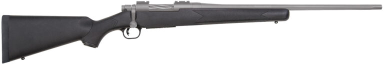 Mossberg 28006 Patriot  7mm-08 Rem 5+1 22" Stainless Cerakote Fluted Barrel, Stainless Cerakote Receiver Drilled & Tapped, Black Fixed Synthetic Stock, Right Hand