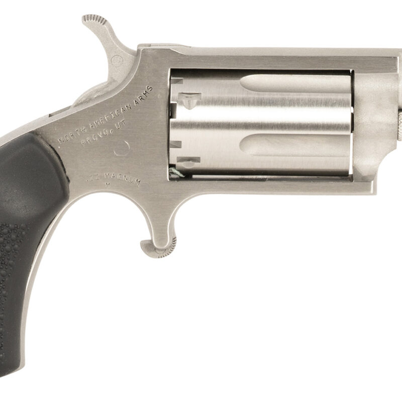 North American Arms 22MSGRCHSS Mini-Revolver Carry Combo 22 WMR 5 Shot 1.13" Barrel, Stainless Steel Barrel/Cylinder/Frame, Black Rubber Grip, Includes Exclusive Holster Package