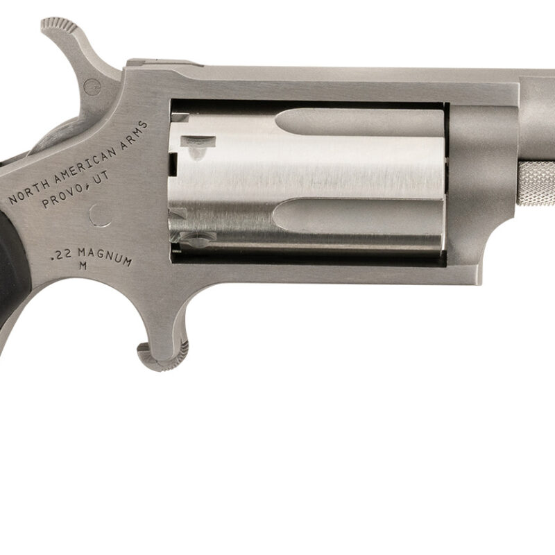 North American Arms 22MGRCHSS Mini-Revolver Carry Combo 22 WMR 5 Shot 1.63" Barrel, Stainless Steel Barrel/Cylinder/Frame, Black Rubber Grip, Includes Exclusive Holster Package